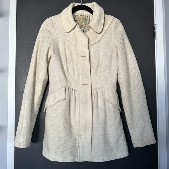 Vintage Billabong Cream Wool Coat - Size Medium - Picture 9 of 10